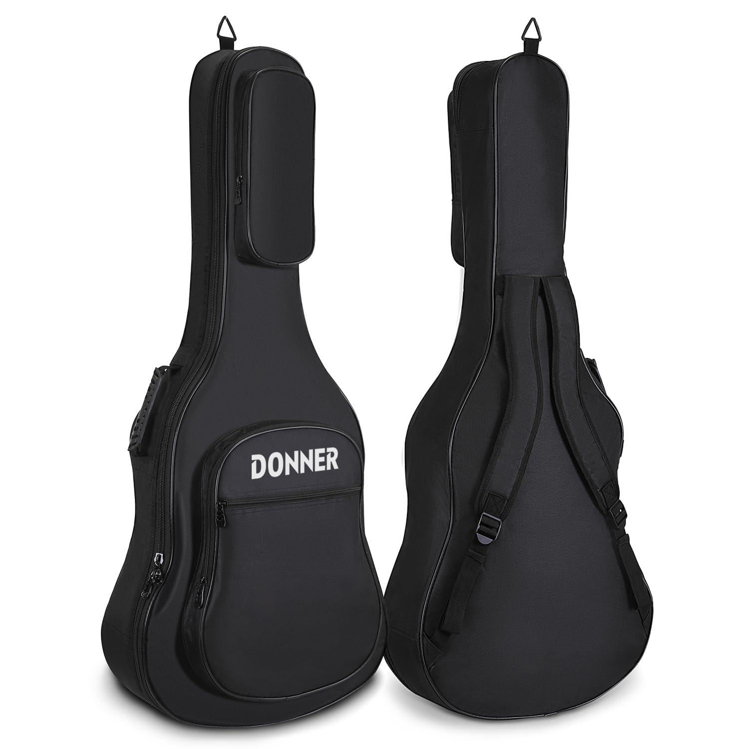 Donner 36 Inch Acoustic Guitar Case, 0.4 Inch Thick Padding Sponge 600D Ripstop Waterproof Nylon Soft Guitar Gig Bag with 3 Pockets and Back Hanger Loop, Black