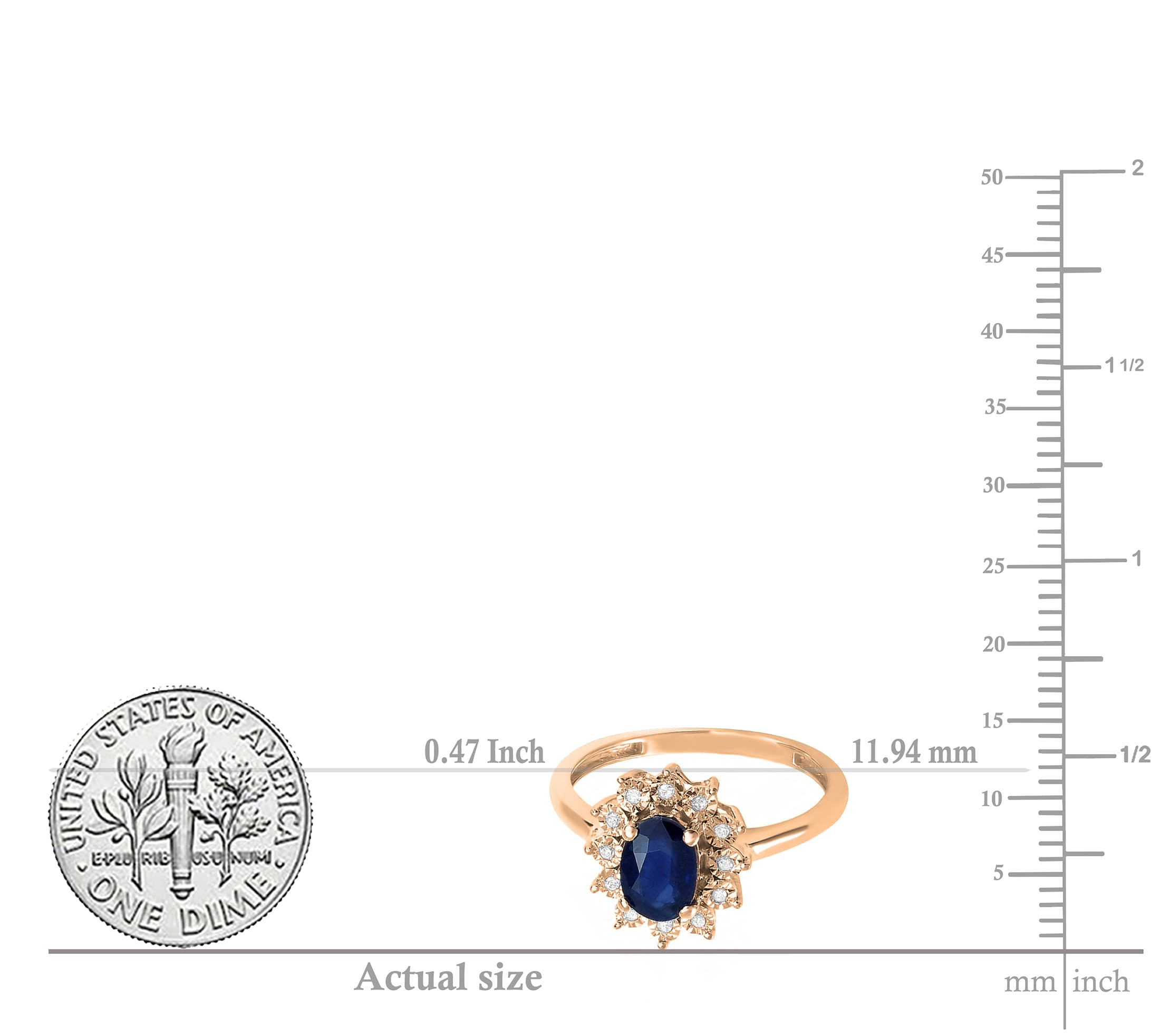 Dazzlingrock Collection 7x5mm Oval Blue Sapphire & Round White Diamond Halo Style Engagement Ring For Women in 14K Solid Rose Gold Size 10