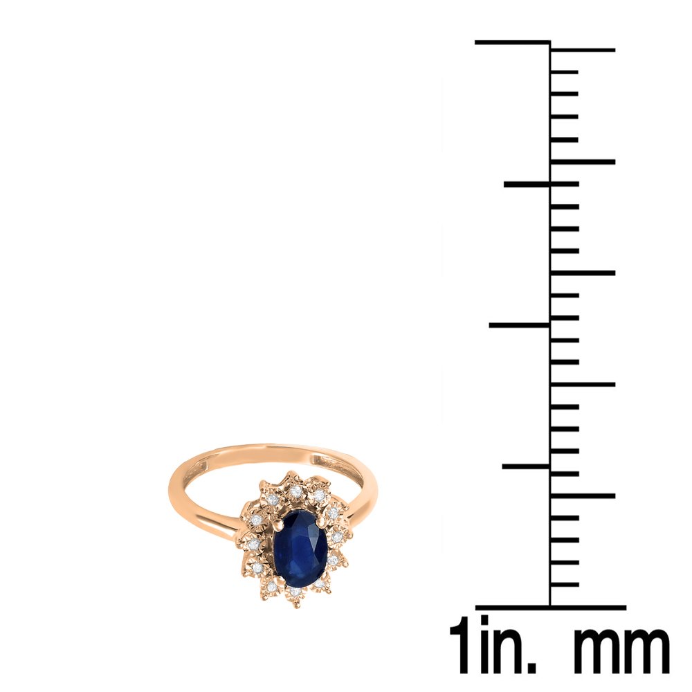 Dazzlingrock Collection 7x5mm Oval Blue Sapphire & Round White Diamond Halo Style Engagement Ring For Women in 14K Solid Rose Gold Size 10