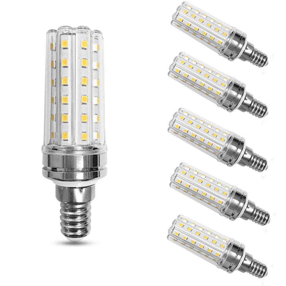 LED Corn Light Bulbs (6 Pack) E14 Base LED Candelabra Bulb,12W (100W Incandescent Bulbs) Decorative Candle Base E14 Corn 3000K Warm White LED Chandelier Bulbs,AC85-265V