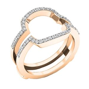 dazzlingrock collection 0.25 carat (ctw) 14k round diamond ladies wedding band double ring 1/4 ct, rose gold, size 8