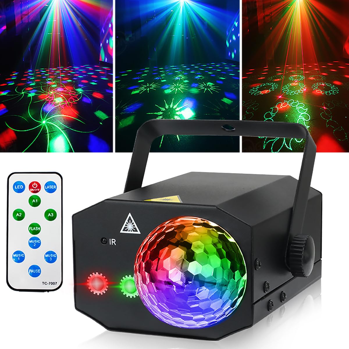 Party Lights, Disco Ball Lights,Dj Disco Lights,Rave Lights Stage Light Strobe Lights Laser Lights Sound Activated with Remote Control for Xmas Club Bar Parties Holiday Dance Christmas Birthday …