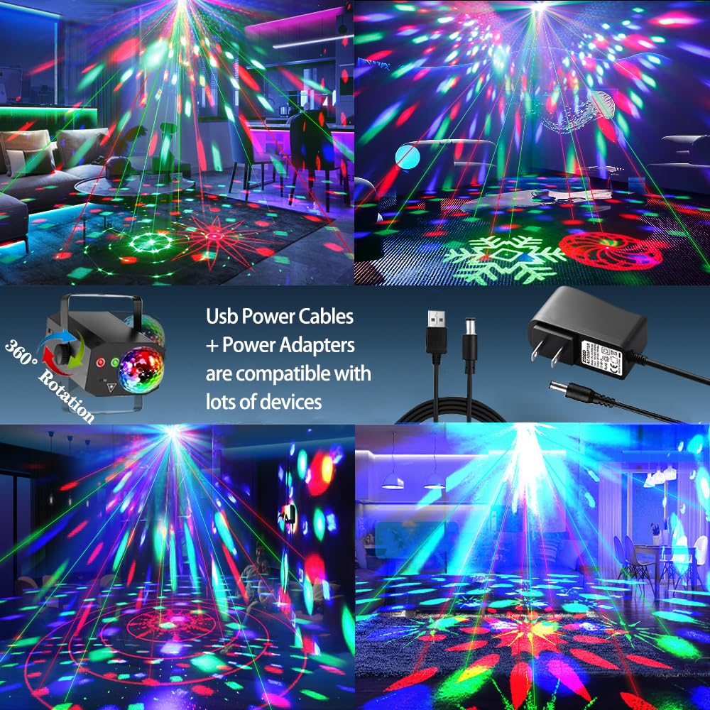 Party Lights, Disco Ball Lights,Dj Disco Lights,Rave Lights Stage Light Strobe Lights Laser Lights Sound Activated with Remote Control for Xmas Club Bar Parties Holiday Dance Christmas Birthday …