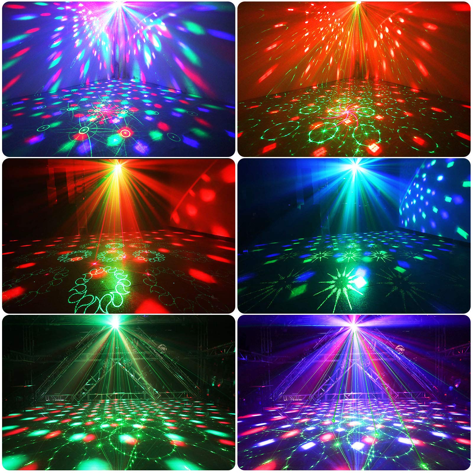 Party Lights, Disco Ball Lights,Dj Disco Lights,Rave Lights Stage Light Strobe Lights Laser Lights Sound Activated with Remote Control for Xmas Club Bar Parties Holiday Dance Christmas Birthday …