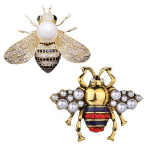 2 pack rhinestone pearl bee brooch pins honey bee pendant/brooch fashion crystal insect pins