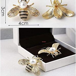 2 Pack Rhinestone Pearl Bee Brooch Pins Honey Bee Pendant/Brooch Fashion Crystal Insect Pins