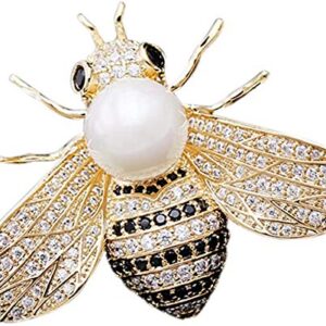 2 Pack Rhinestone Pearl Bee Brooch Pins Honey Bee Pendant/Brooch Fashion Crystal Insect Pins