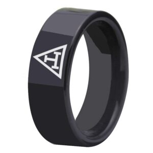 8mm black pipe tungsten carbide wedding ring masonic royal arch symbol design rings-free customize engraving (16)