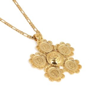 ethiopian big cross pendants necklaces women men gold color jewelry africa coin cross eritrea habesha necklace