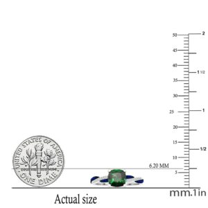 Dazzlingrock Collection 6 MM Cushion Lab Created Emerald with Round Blue Sapphire & Diamond Women Engagement Ring | 14K White Gold, Size 7.5