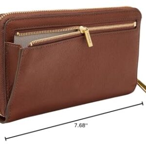 Fossil Women's Liza Leather Wallet Zip Around Clutch with Wristlet Strap, Brown (Model: SL7878200)