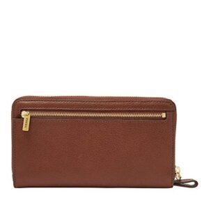 Fossil Women's Liza Leather Wallet Zip Around Clutch with Wristlet Strap, Brown (Model: SL7878200)