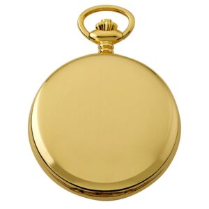 Gotham Men's Gold-Tone Railroad Dial Double Hunter 17 Jewel Mechanical Pocket Watch # GWC18806G