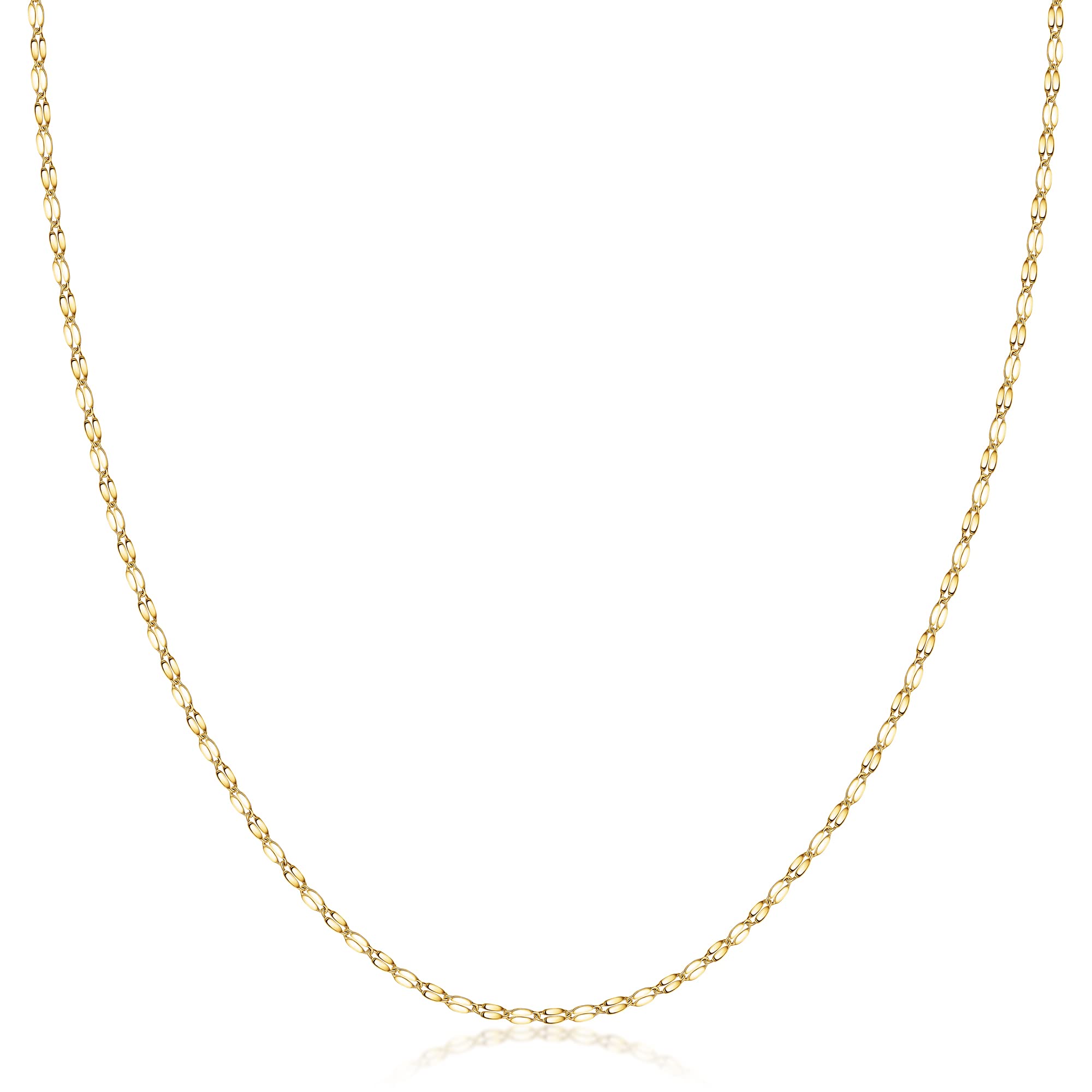 PORI JEWELERS 10K Solid Gold 2.0MM Diamond Cut Mirror Chain Necklace and Anklet - Unisex Sizes 10"-30" - Yellow, White, Rose or 3 Tone (Yellow, 20.00)