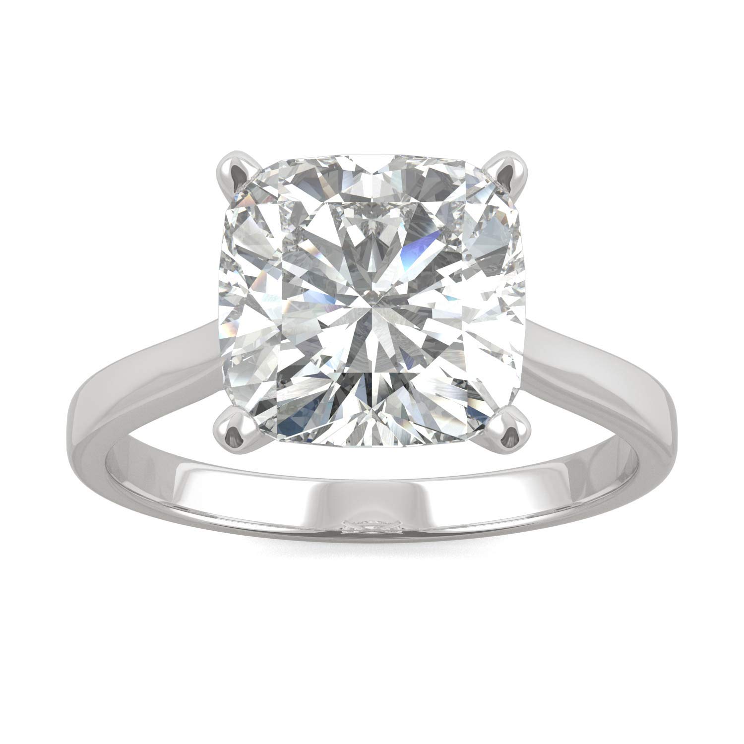 Charles & Colvard Created Moissanite 9mm Cushion Cut Solitaire Ring for Women | 3.3 cttw DEW | Lab Grown | Solid 14K White Gold with Rhodium | Size 7.5