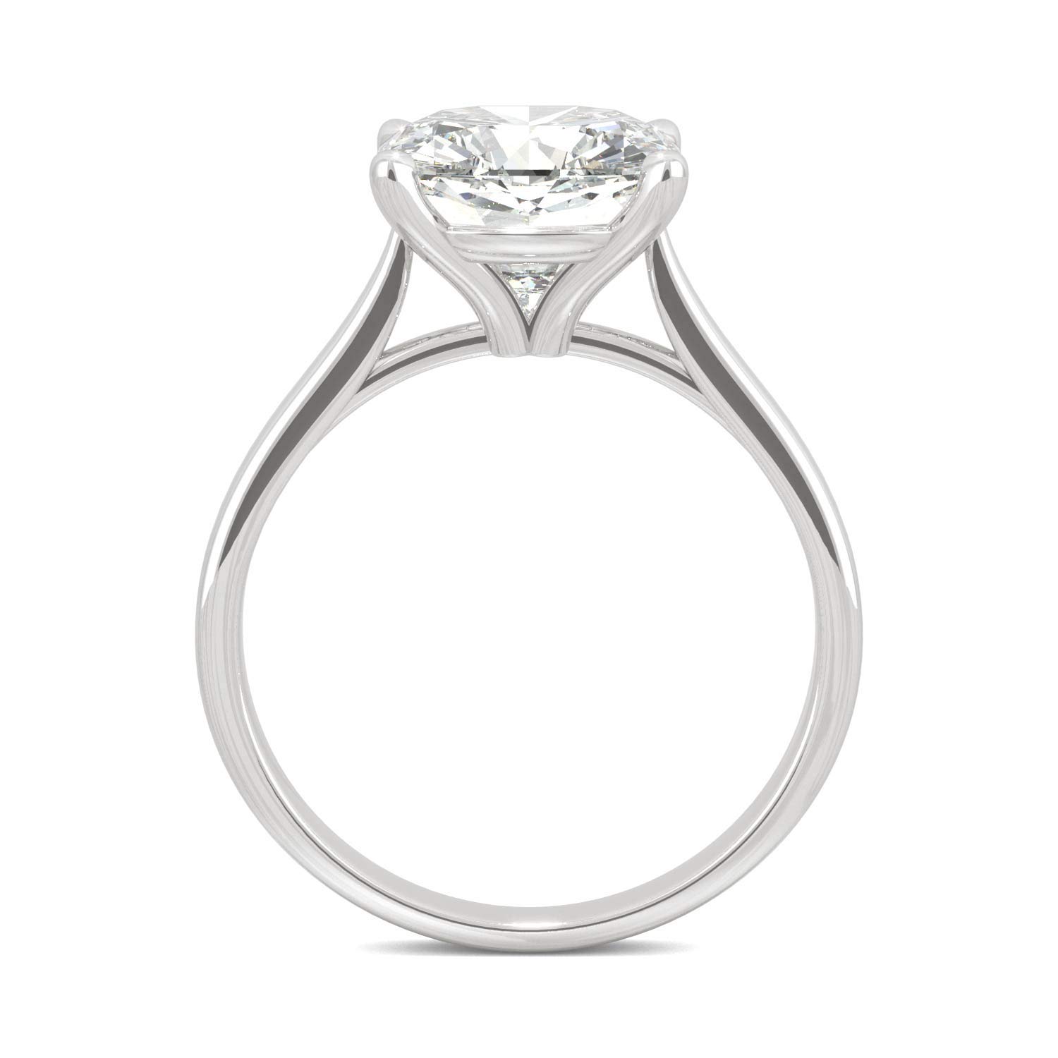 Charles & Colvard Created Moissanite 9mm Cushion Cut Solitaire Ring for Women | 3.3 cttw DEW | Lab Grown | Solid 14K White Gold with Rhodium | Size 7.5