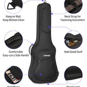 Donner 39 inch Electric Guitar Bag Gig Bag, 0.4 Inch Padded Sponge 600D Ripstop Waterproof Nylon Dustproof Soft Electric Guitar Case Adjustable Strap Black