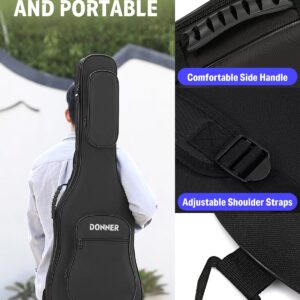 Donner 39 inch Electric Guitar Bag Gig Bag, 0.4 Inch Padded Sponge 600D Ripstop Waterproof Nylon Dustproof Soft Electric Guitar Case Adjustable Strap Black