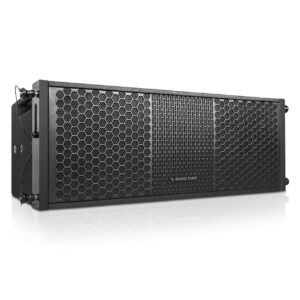 sound town zethus series 2 x 8” line array loudspeaker, with titanium compression driver, plywood construction, full range/bi-amp switchable, black (zethus-208bv2)