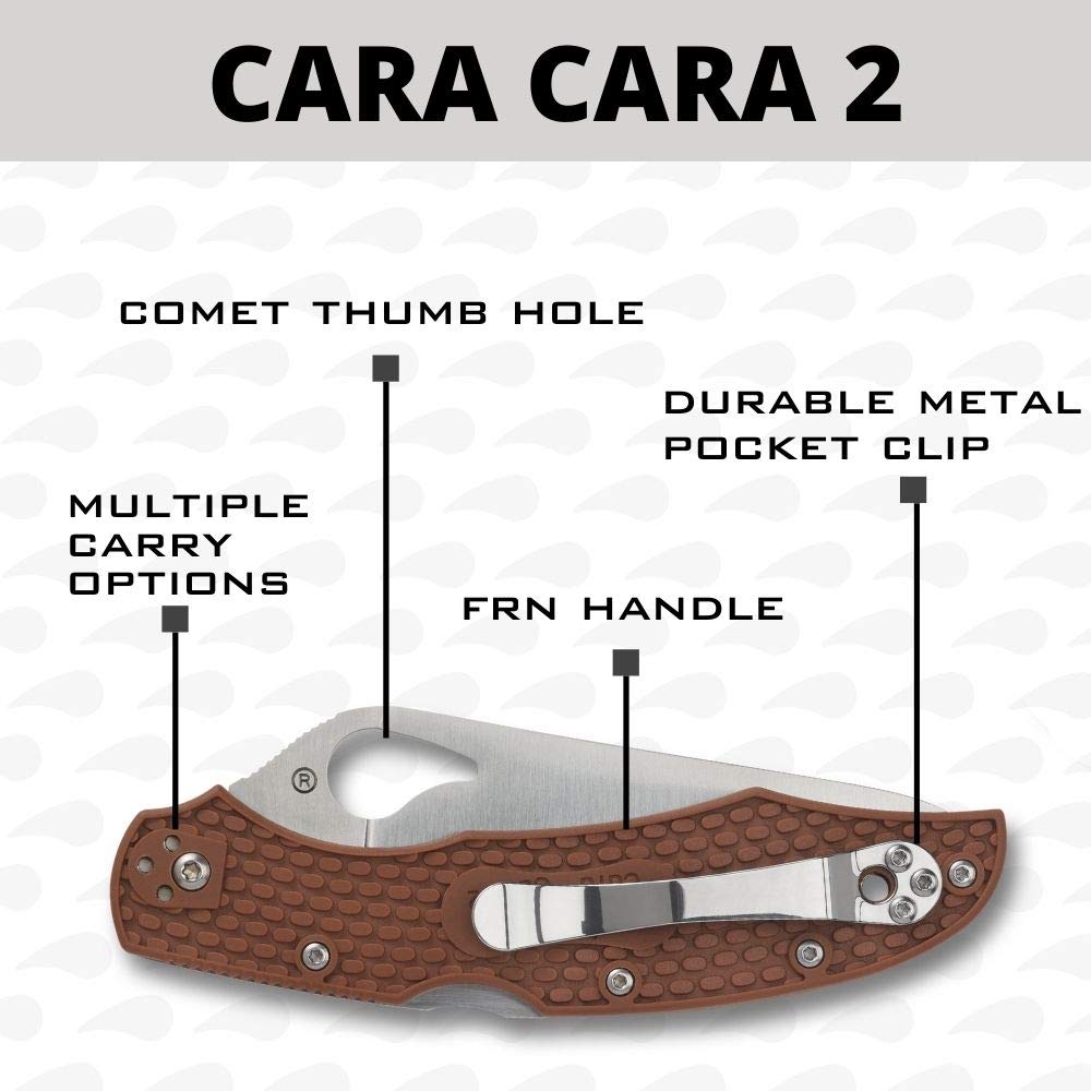 Spyderco Byrd Cara Cara 2 Lightweight Knife with 3.75" Stainless Steel Blade and Brown Non-Slip FRN Handle - CombinationEdge - BY03PSBN2