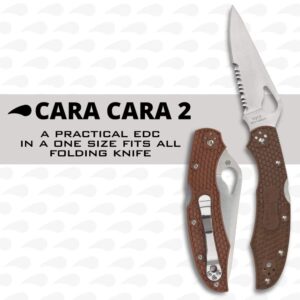 Spyderco Byrd Cara Cara 2 Lightweight Knife with 3.75" Stainless Steel Blade and Brown Non-Slip FRN Handle - CombinationEdge - BY03PSBN2