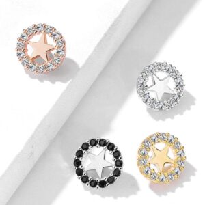 Covet Jewelry CZ Paved Circle Outlined Star Center Internal Threaded Dermal Anchor Tops (Gold)