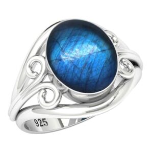 jeweloporium 925 sterling silver ring for women gray real labradorite stone statement silver ring size 6.5 wedding gift fashion jewelry