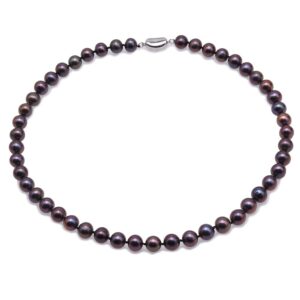 Pearl Necklace for Women AAA Single Strand 8.5-9.5mm Freshwater Cultured Black Pearl Necklace 18"