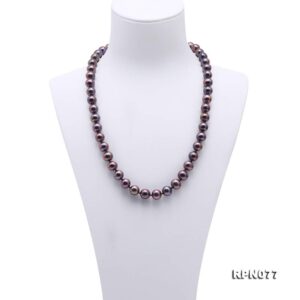 Pearl Necklace for Women AAA Single Strand 8.5-9.5mm Freshwater Cultured Black Pearl Necklace 18"