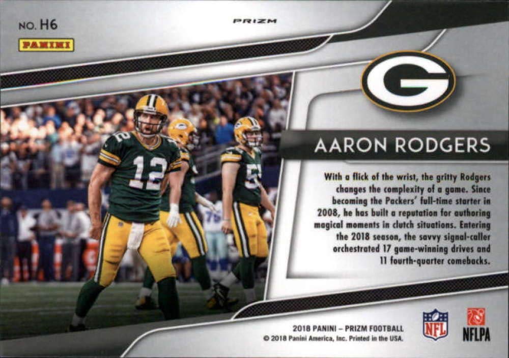 2018 Panini Prizm Hype Prizm Retail #6 Aaron Rodgers Green Bay Packers NFL Football Trading Card