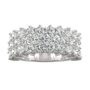 White Gold 3.0mm Moissanite by Charles & Colvard Round Three-Row Band Size 7 3.00cttw DEW