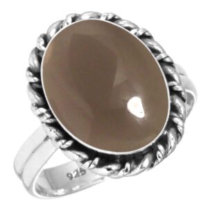 JEWELOPORIUM Brown Smoky Topaz 925 Silver Ring for Women Gemstone Victorian Silver Ring Size 7.5 Easter Gift Handmade Jewelry