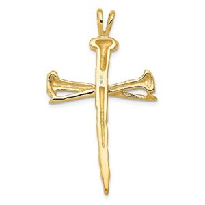 Real 14kt Yellow Gold Polished Nail Cross Charm