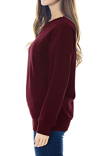 Smallshow Women's Fleece Maternity Nursing Sweatshirt Breastfeeding Tops Large Burgundy