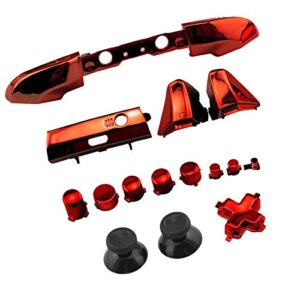 wps chrome color abxy dpad triggers full buttons set mod kits for newest xbox one slim/xbox one s controller with screwdriver (torx t6 t8) set (chrome red) for 1807 version