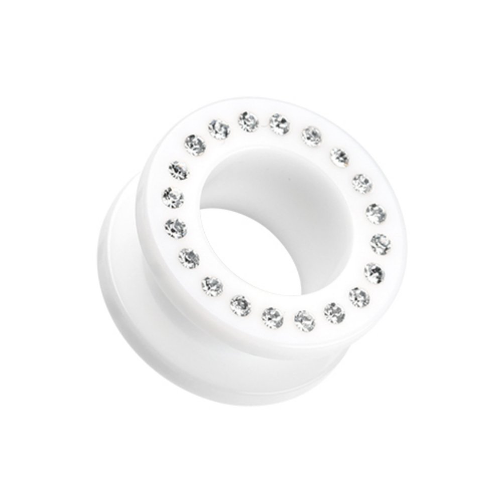 Covet Jewelry Gems Encircle Screw-Fit Ear Gauge Tunnel Plug (1/2" (12.5mm), White/Clear)