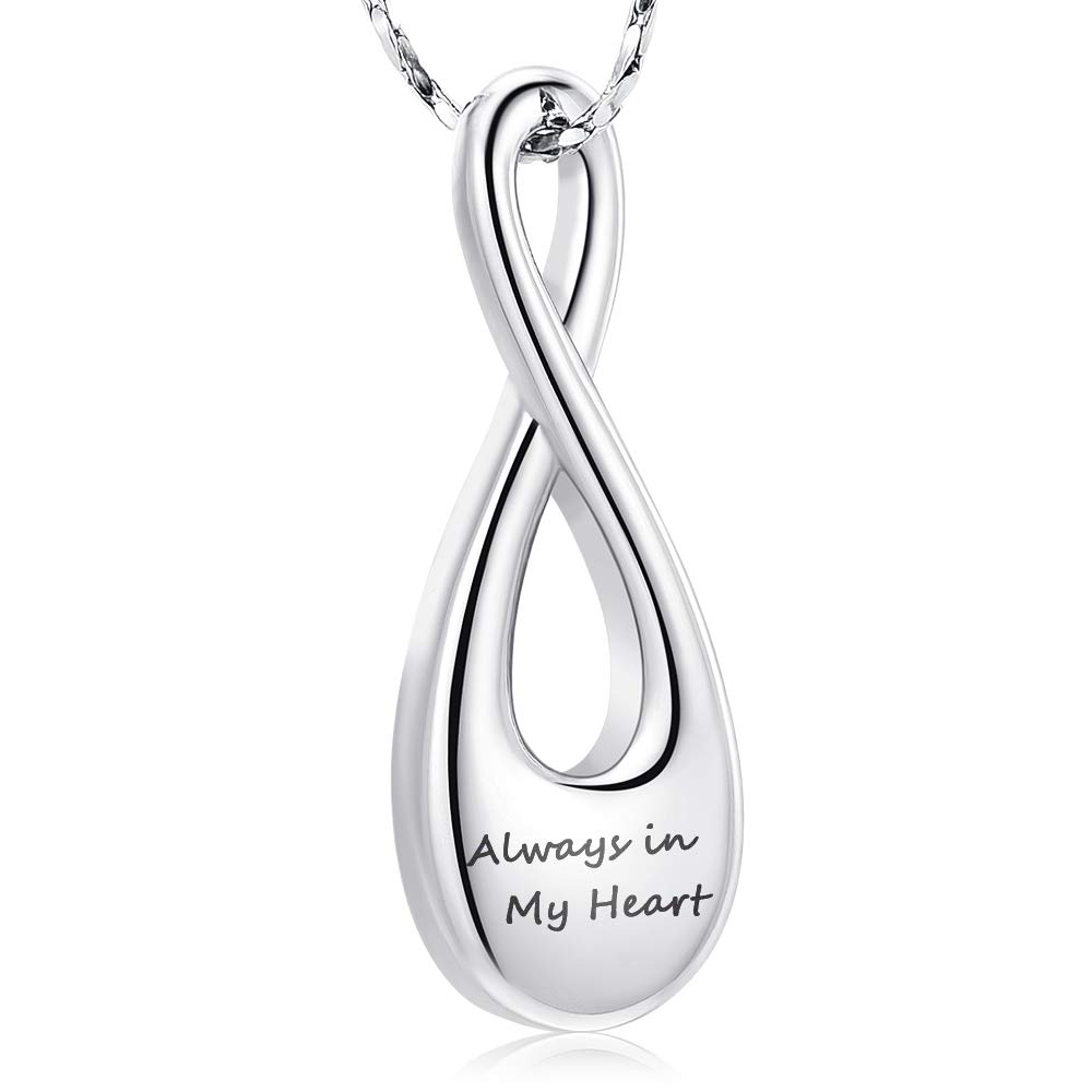 Imrsanl Cremation Ashes Jewelry Infinity Urn Pendants Ashes Holder Memorial Keepsake Urn Necklace Cremation Jewelry for Pet/Human (Always in My Heart)