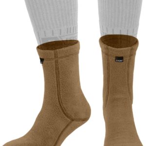 281Z Hiking Warm 6 inch Boot Liner Socks - Military Tactical Outdoor Sport - Polartec Fleece Winter Socks (Medium, Coyote Brown)