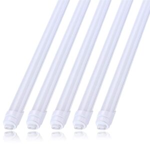 jomitop r17d 8 foot led bulb tube light ho base rotatable frosted cover 45w, replacement 100w fluorescent lamp shop lights,dual-ended power, cold white 6000k, 5400lm, ac 90-277v pack of 25