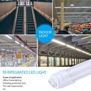 JOMITOP R17d 8 Foot Led Bulb Tube Light HO Base Rotatable Frosted Cover 45W, Replacement 100W Fluorescent Lamp Shop Lights,Dual-Ended Power, Cold White 6000K, 5400LM, AC 90-277V Pack of 25