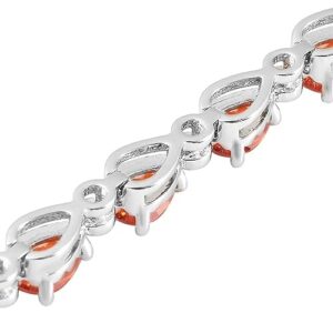 Shop LC Orange Cubic Zirconia Tennis Bracelet for Women Platinum Plated Size 7.25" Ct 6.5 Birthday Gifts for Women