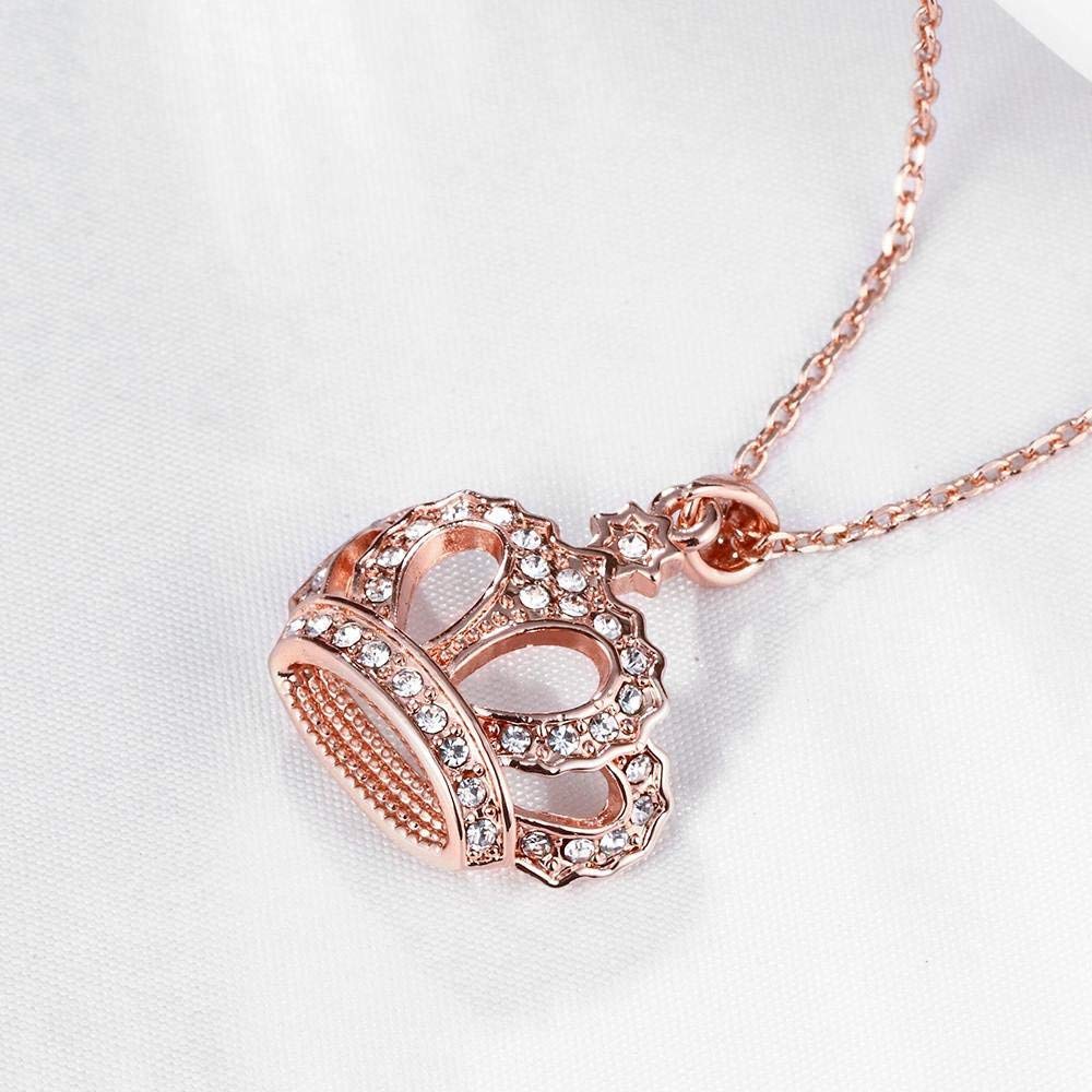 HENGYID Queen Style 18K Rose Gold-Plated Crown Necklace Pendant (Rose gold)