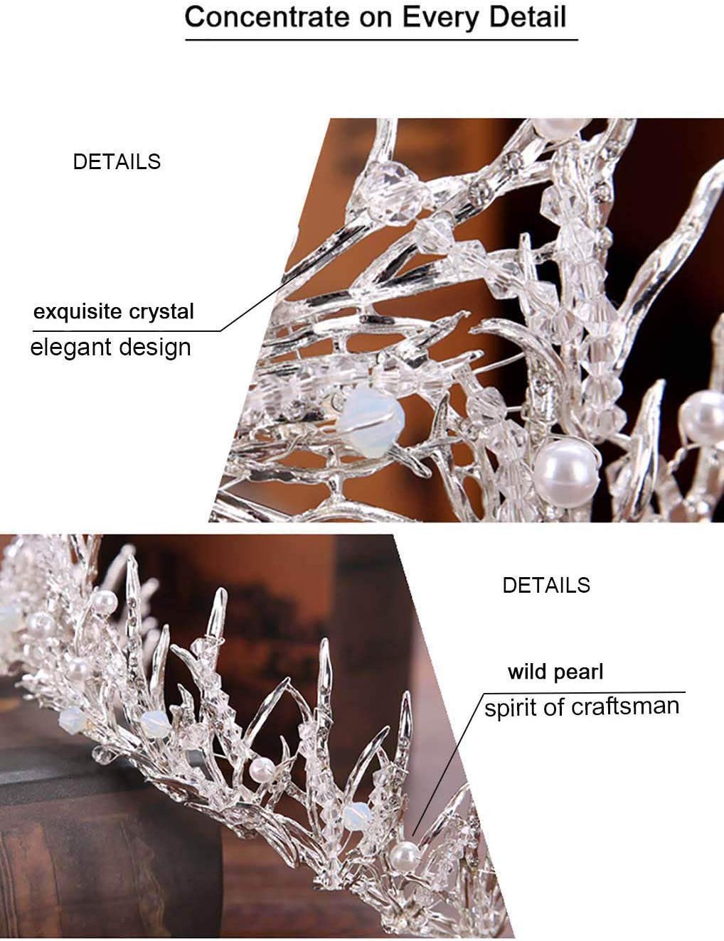 Icicles Crown Princess Tiaras,Crystal Bride Wedding Hair Head Band Ballerinas Nutcracker show for Cosplay