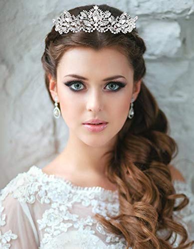 Sppry Women Tiara with Comb - Baroque AB Crystal Crown for Bridal Queen Princess Girls at Wedding Birthday Pageant Party (Gold)