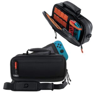 bionik bnk-9030 commuter reinforced tactile bag for nintendo switch and accessories, black