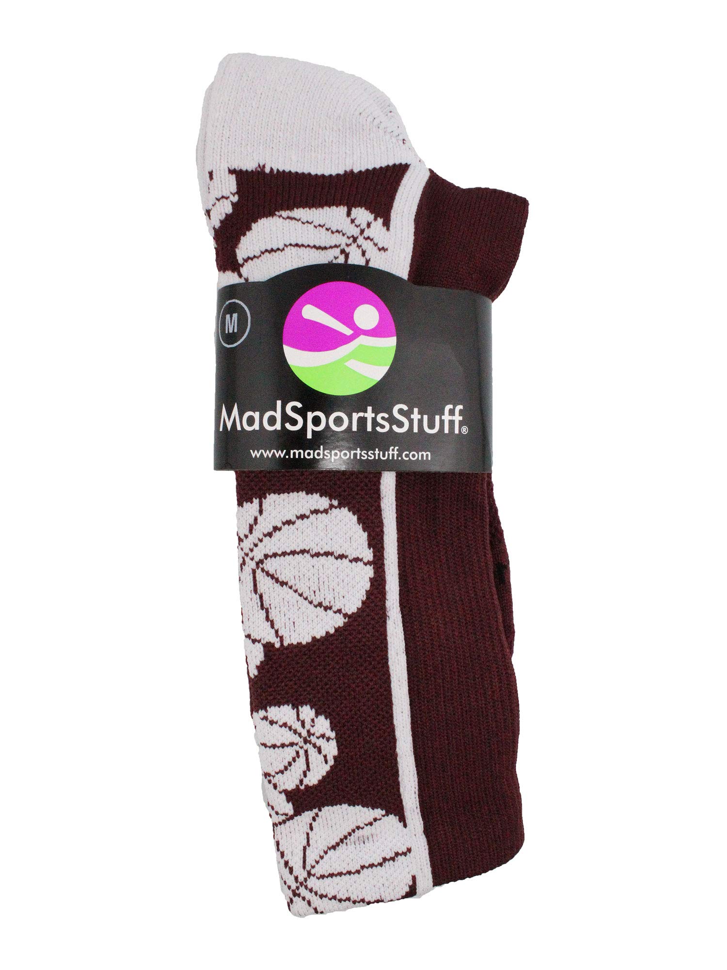 Crazy Basketball Logo Crew Socks (Maroon/White, Medium)