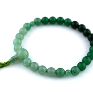 京都あさひ屋 Green Aventurine Quartz Indian Jade Gradation Stone Bracelet Women Men elastic bangle Kyoto mala beads (Rosary)