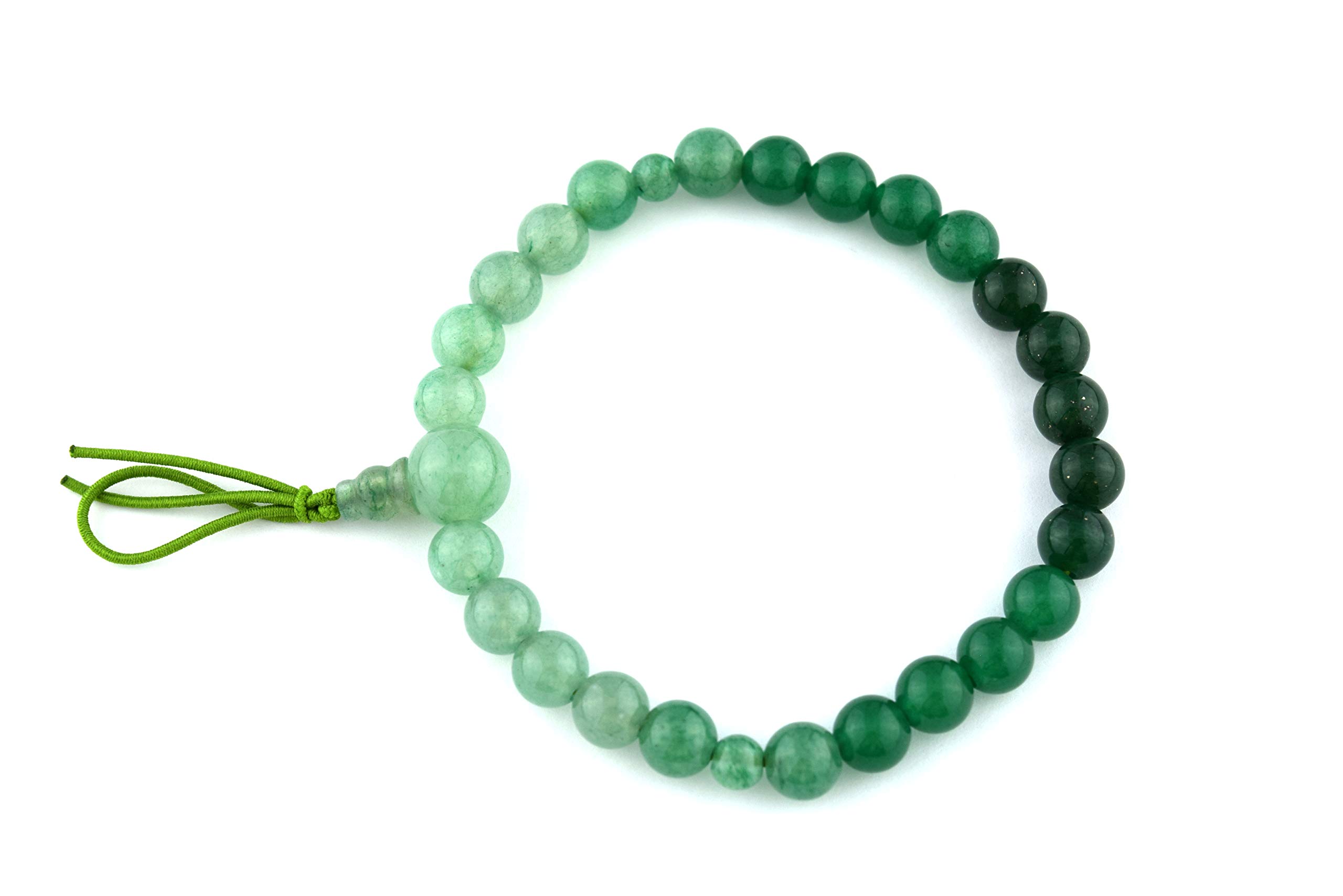 京都あさひ屋 Green Aventurine Quartz Indian Jade Gradation Stone Bracelet Women Men elastic bangle Kyoto mala beads (Rosary)