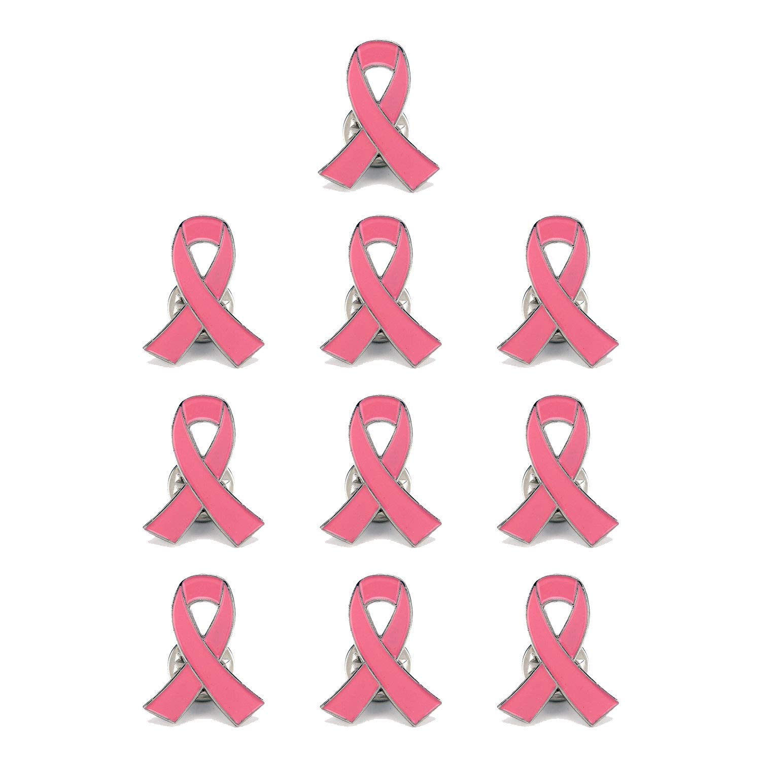 Pack of 10, Official Breast Cancer Awareness Pink Lapel Pin, Breast Cancer Gifts for Women by Crystal Lemon