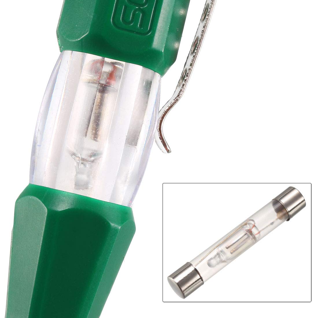 uxcell Voltage Tester AC 100-500V with 3mm Slotted Screwdriver with Clip for Circuit Test, Green, Pack of 2